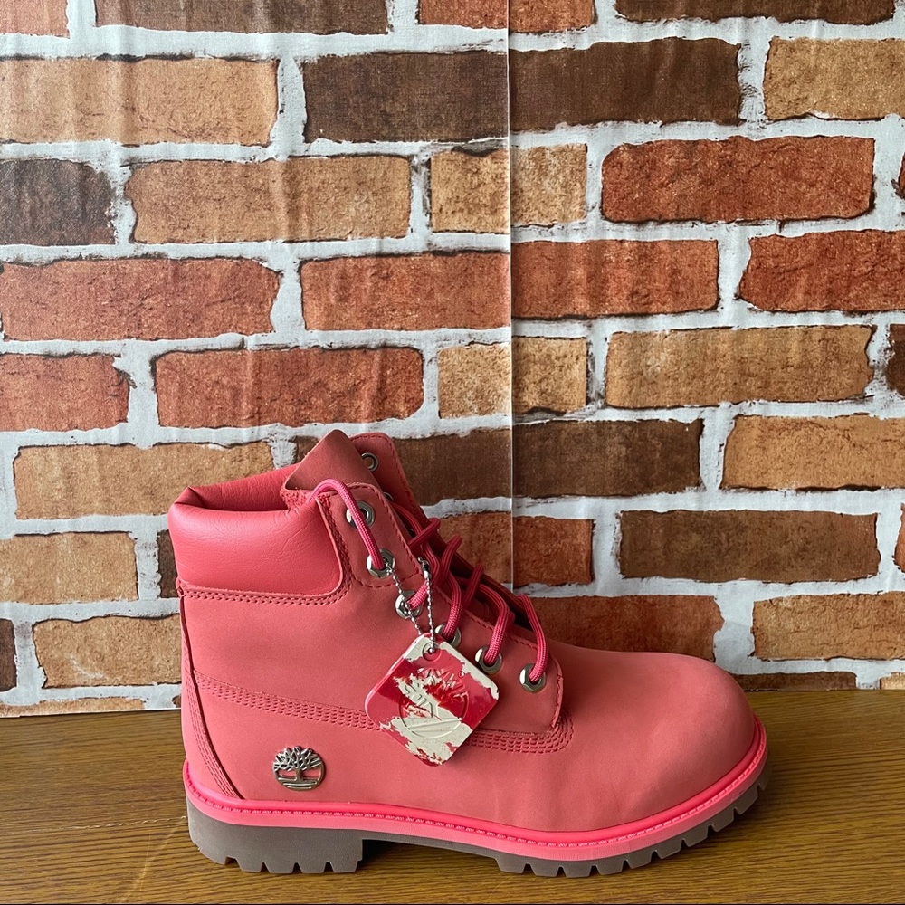 Timberland Youth's 6" Premium Boots Pink Red Rose
